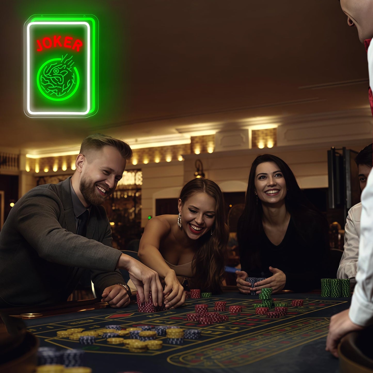 Mahjong Neon Sign for Wall Decor - Game Neon Acrylic USB Powered LED Wall Art Decor, Light Up Sign Dimmable, for Man Cave Bar Club Mahjong Party Casino Room 14.02" x 10.12"