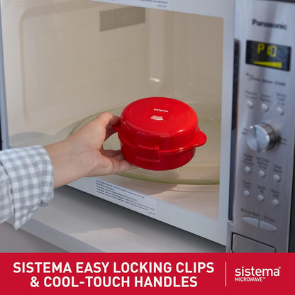 270 ml 1 Count Sistema Easy Eggs Microwave Egg Cooker Egg Poacher with Steam Release Vent BPA-Free Red