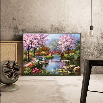 JOYSTRY Diamond Art Dots Painting Kits for Adults, DIY Bridge Landscape Paint with Diamonds Full Drill Round Gem Jewel Crystal Paintings Kit for Home Wall Decoration (Bridge-16x12in)