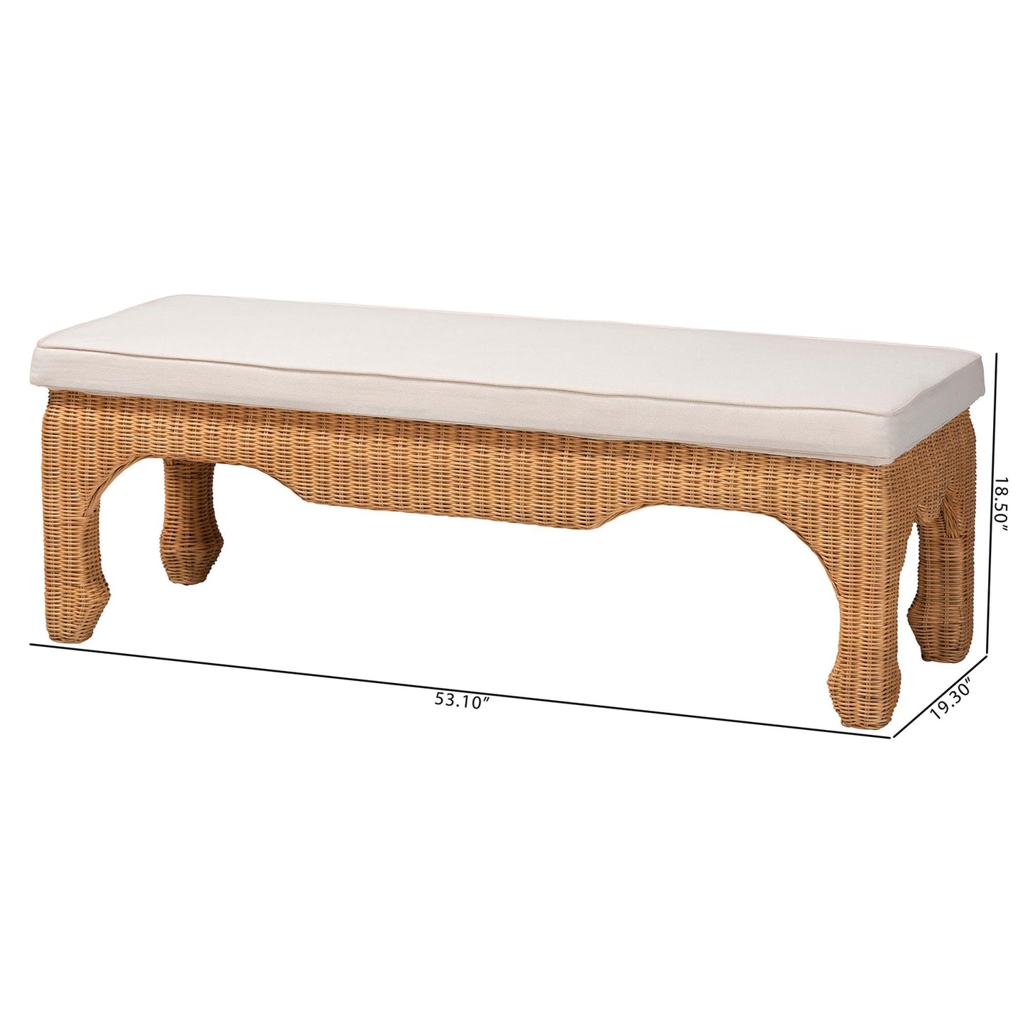 Bali & pari Abena Ming Style Natural Rattan Furniture, Wicker Accent Furniture for Hallway, Living Room Or Foyer, Bench