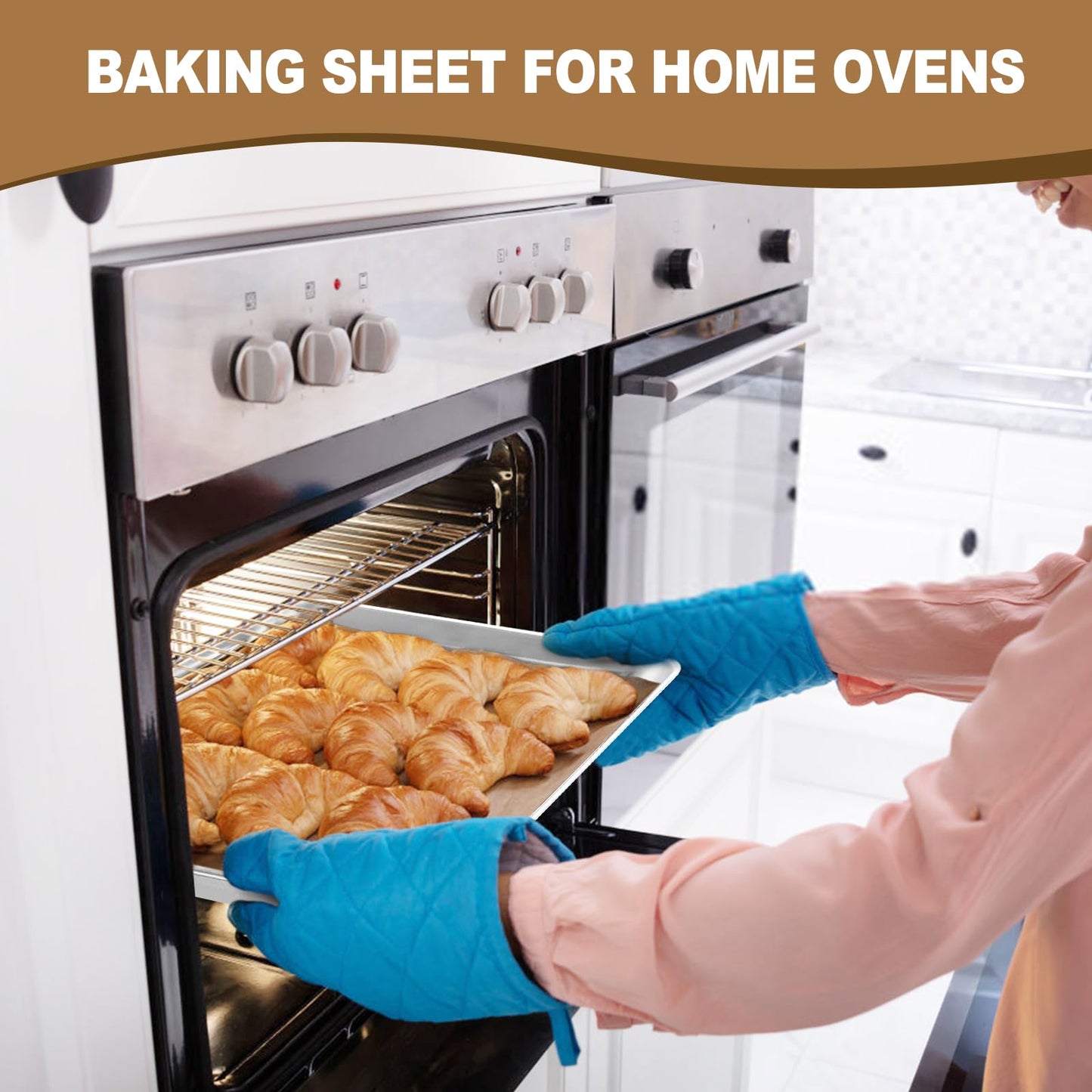 12 Pcs Baking Sheet Set, HKJ Chef Nonstick Stainless Steel Cookie Sheet Baking Pan and Baking Tray for Oven, Size 16 x 12 x 1 Inch, Non Toxic & Easy Clean & Heavy Duty