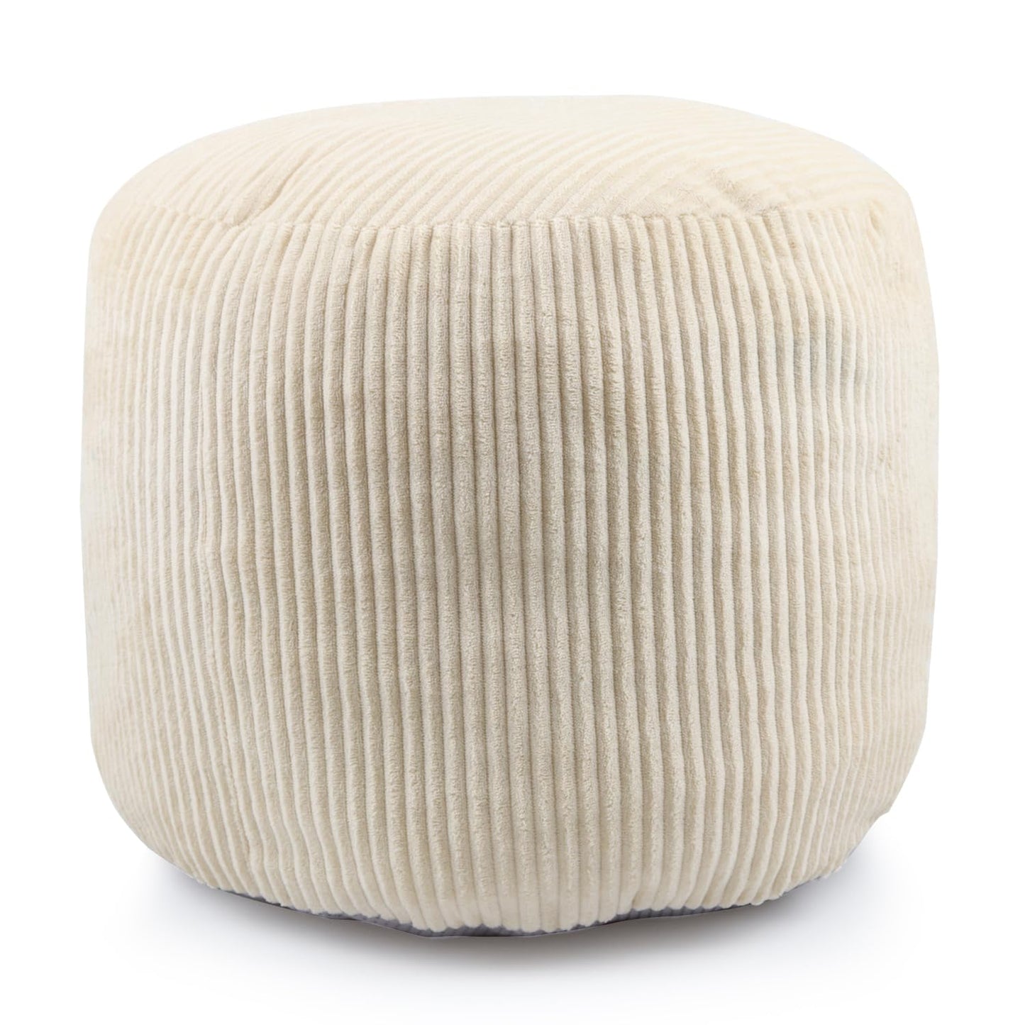 Sexysamba Square Corduroy Pouf Cover Only, 20"x 16" Unstuffed Decorative Ottoman Foot Stool Rest, Washable Storage Bean Bag Chair Floor Pouf Covers for Living Room Bedroom, Beige