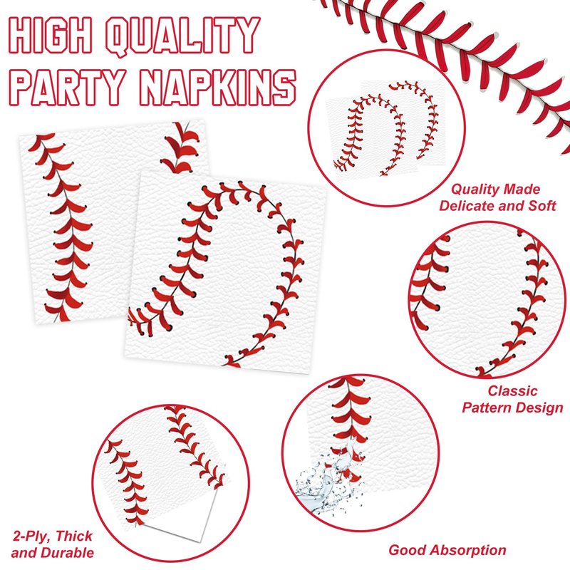 Oigco 140 PCS Baseball Birthday Decorations, Baseball Party Supplies Includes Plates, Napkins, Cups, Cutlery for Baseball Party Decorations, Serve 20