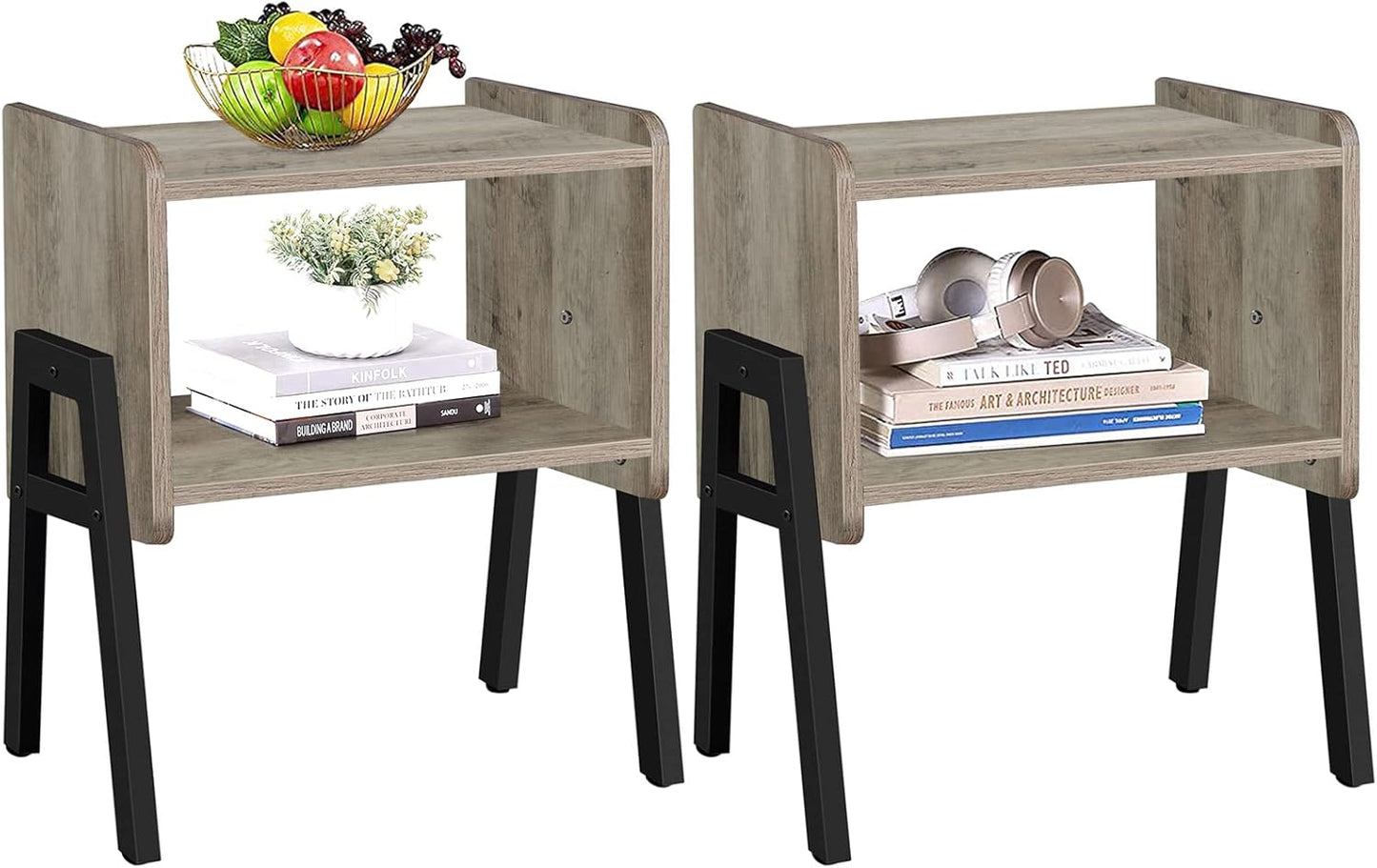 Set 2, TB01BG039 TUTOTAK Nightstnd, of Stackable End Tables, Side Table, Bedside Tables with Open Storage Shelf
