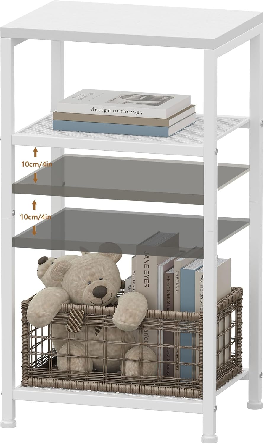 29.1" HET003WT1 Heybly Small Side Table, Tall End Table with Adjustable Shelf, Telephone Table, Nightstand, Accent