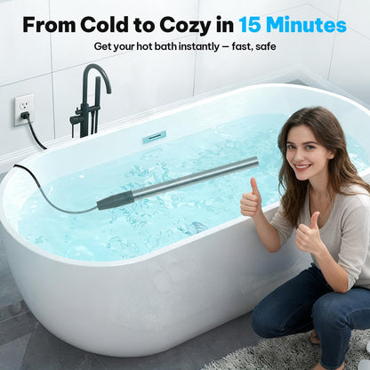 1800w Immersion Heater,Portable Bathtub Heater with GFCI& Thermostat, Digital Temp Control, Fast Heating Stainless Steel Submersible Water Heater for Small Pools,Spa,Bathtubs, Buckets,Tank,Outdoor