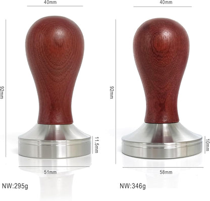 58mm Coffee Tamper - Stainless Steel Espresso Hand Tamper with Wooden Handle and Mat
