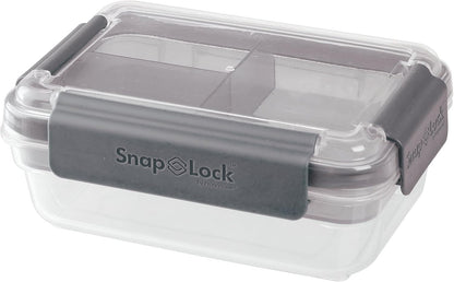 SnapLock by Progressive Bento-To-Go Container, Gray, SNL-1021GY, Easy-To-Open, Leak-Proof Silicone Seal, Stackable