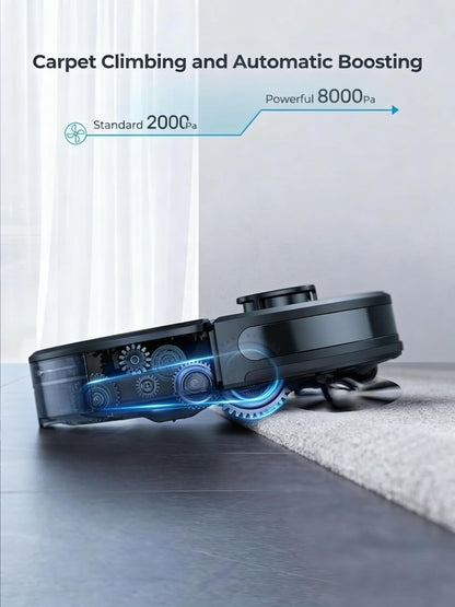 Laresar Clean Robot Vacuum and Mop, 8000Pa Robotic Vacuum with Self-Emptying Base, Lidar Navigation, Smart Mapping, 60 Days Capacity, 180mins Runtime, Ideal for Pet Hair, Hard Floor, Carpets