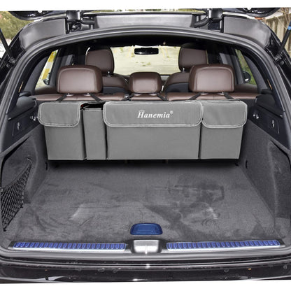 Car Trunk Organizer and Storage, Backseat Hanging Organizer for SUV, Truck, MPV, Waterproof, Collapsible Cargo Storage Bag with 4 Pockets, Car Interior Accessories (Gray)