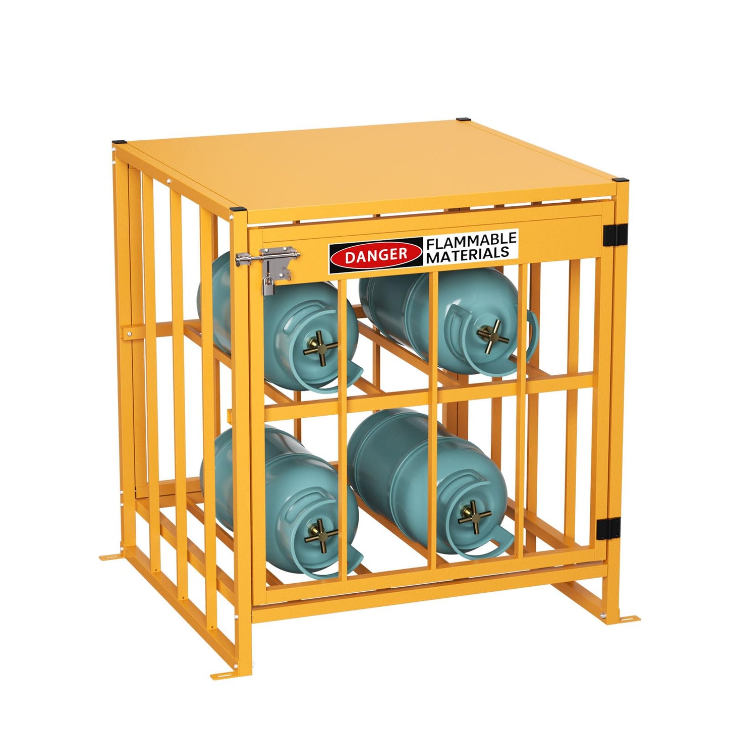 PURRPAXZ Propane Tank Storage Box - 31"x30"x35", Heavy-Duty Cylinder Storage Cabinet with Yellow Powder Coated, 176LB Load Capacity, Propane Storage with Lock & Keys (Fits 3,5,11,20,30lb Tanks)