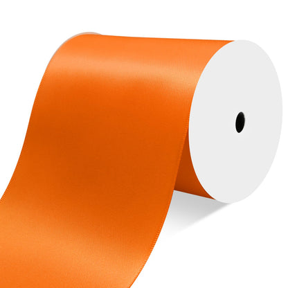 Ribtcute Double Faced Orange Satin Ribbon 4 Inch Orange Satin Ribbon for Gift Wrapping,Flower Bouquet,Bows,Crafts,Wedding,Invitation,15 Yards