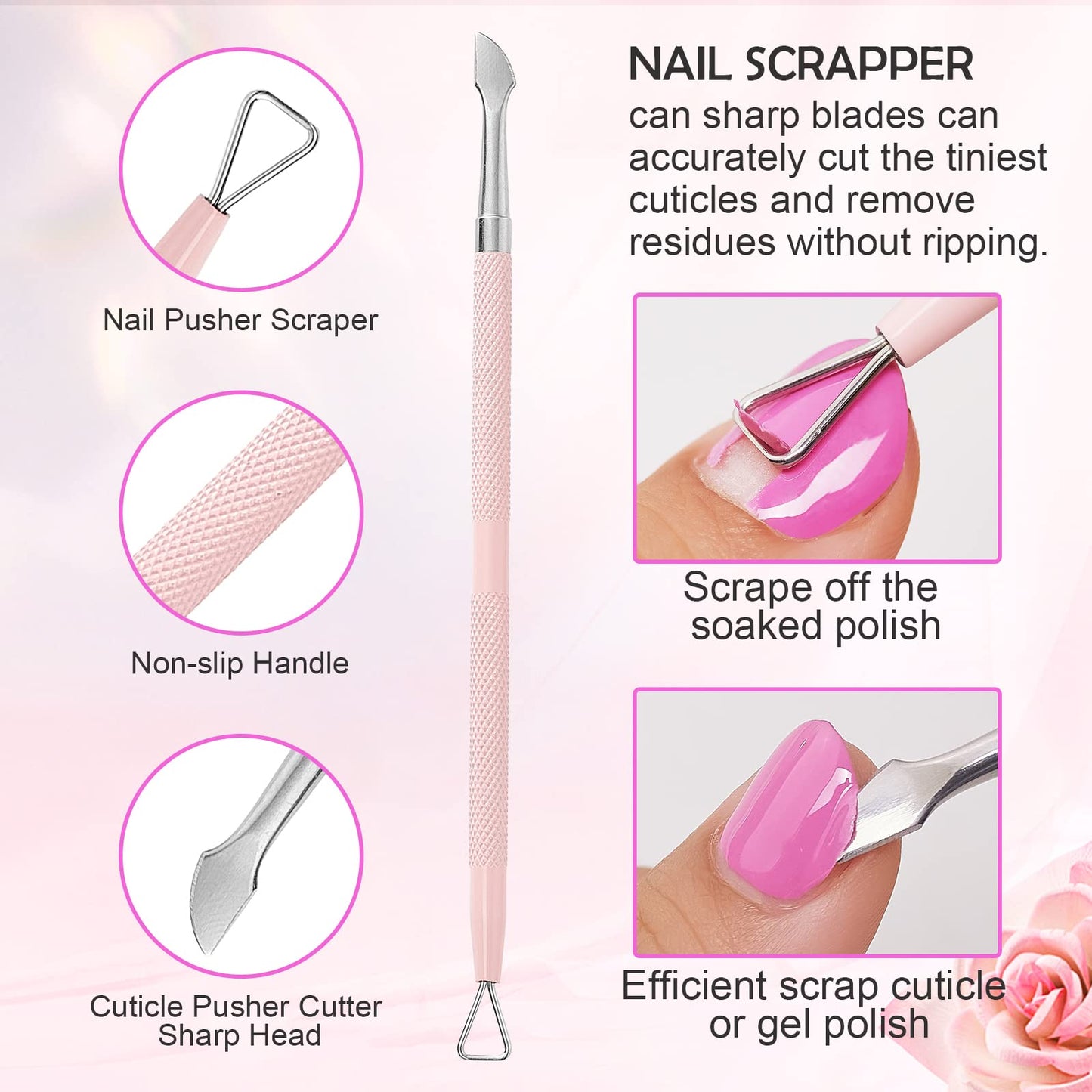 Makartt Cuticle Trimmer with Cuticle Pusher, Silver Nail Trimmer Nail Care Manicure and Pedicure Kit with Stainless Steel Cuticle Nipper and Dual End Nail Pushers for Home Salon Use (Pack of 3 PCS)