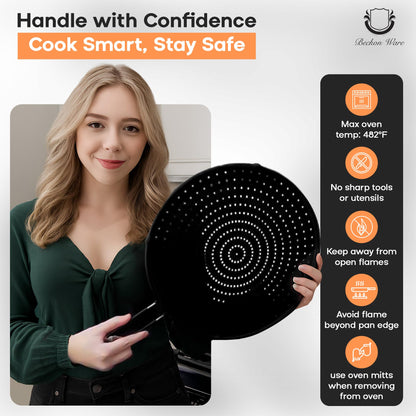 Splatter Screen for Frying Pan | USA Brand | 13-Inch Black, Fit Pans (12" to 13") Silicone Grease Splatter Guard for Frying Pan and Stove by Beckon Ware