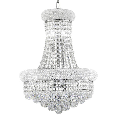 chandiry 10 Lights Chrome Finish Empire Crystal Chandelier Lighting for Dining Room Living Room Foyer Hallway Bedroom Entryway (Dia 18'')