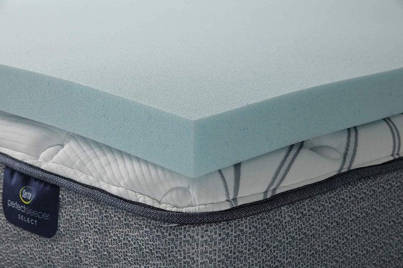 Serta ThermaGel Cooling, Pressure-Relieving Memory Foam Mattress Topper, 3 Inch, Queen,Blue