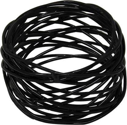 Kaizen Casa Handmade Black Napkin Rings Set of 12, Metal Mesh for Weddings and Dinner Parties