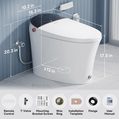 Casta Diva Smart Toilet with Tank, Foam Dispenser, Soft-Close Lid, Foot Kick & Off-seat Auto Flush, Heated Seat, Warm Water & Dryer, Blackout Flush, 1.06 GPF Digital Display with Remote(CD-Y010L)