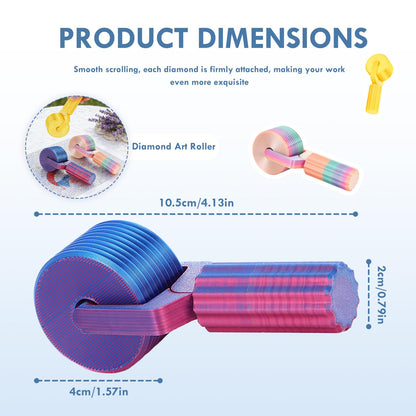 EVOCKAY Diamond Painting Roller Tool - Enhance Your DIY Crafts with Rhinestone Embroidery & Accessories（Rainbow Blue Yellow）