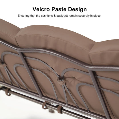 PURPLE LEAF 3-Seat Deluxe Outdoor Patio Porch Swing with Weather Resistant Steel Frame, Adjustable Tilt Canopy, Cushions and Pillow Included, Beige