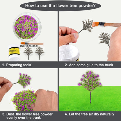 PrettyLife Miniature Flower Grass Cluster Tufts Material Colorful for DIY Mini Dollhouse Fairy Garden Tree Railway Simulated Static Scenery Micro Landscape Model (Rose)