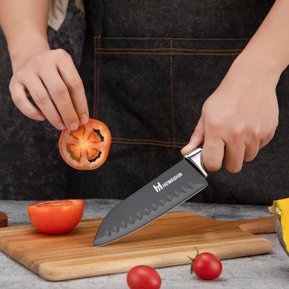 Black Knife Set, Howashin 15 Pieces Knife Sets for Kitchen with Block, Dishwasher Safe Kitchen Knife Set with Sharpener, German Stainless Steel Black Knife Block Set