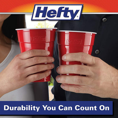 Hefty Easy Grip Disposable Plastic Cold Cups, Red, 18 Ounce (50 Count (Pack of 3))