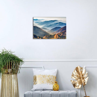 Foggy Mountain Wall Art Canvas, Misty Forest Picture Wall Decor for Living Room, Nature Landscape Painting Modern