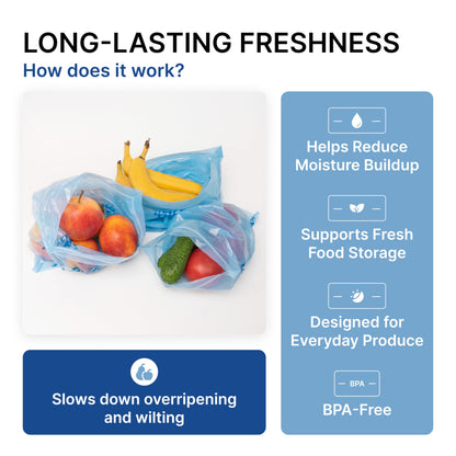 Freshpack 247 Produce Storage Bags Size M 10 x 12 Inches 1 Gallon 20 Pack Reusable Food Storage Bags With Zipper, Bread Keeper Bag For Fruits Vegetables Meal Prep Pantry Use