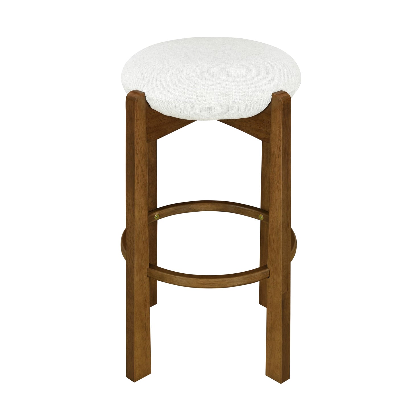 Christopher Knight Home Lilac Modern Counter Height Bar Stools Set of 2, Fabric Round Stool Chair for Kitchen Island, Wood Dining Room Chair, Upholstered Counter Stool with Footrest,Dark Walnut+Ivory