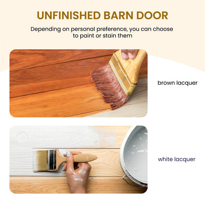 SMARTSTANDARD 36in x 96in Sliding Barn Door with 6.6ft Barn Door Hardware Kit Included, Unfinished Solid Spruce Wood Door, Assembly Required, DIY, Stainable, Natural