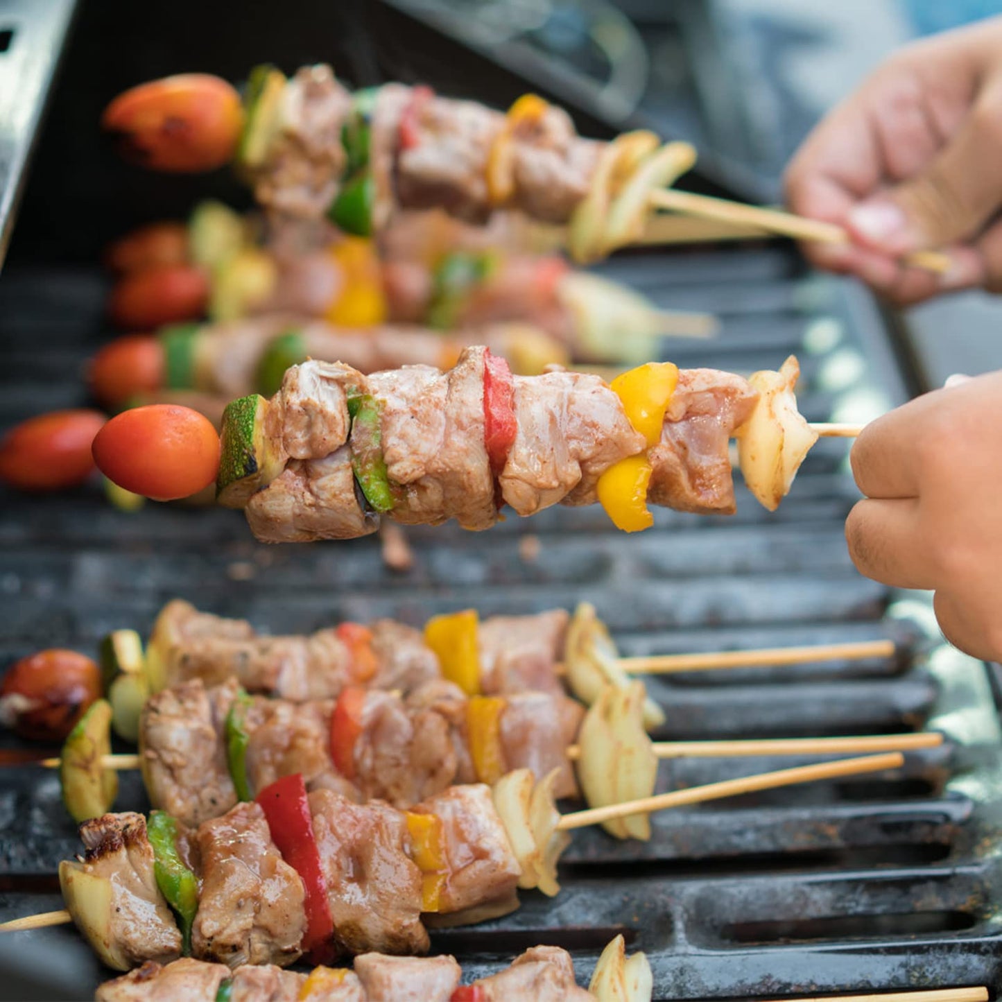 200 PCS Bamboo Skewers, 12 Inch Wooden Skewer for Appetizers, Fruit, Kebabs, Grilling Barbecue, Mini Burger, Sausage, Cocktail Picks for Drinks, Long Toothpicks, Food Sticks Natural, Kitchen Gadget