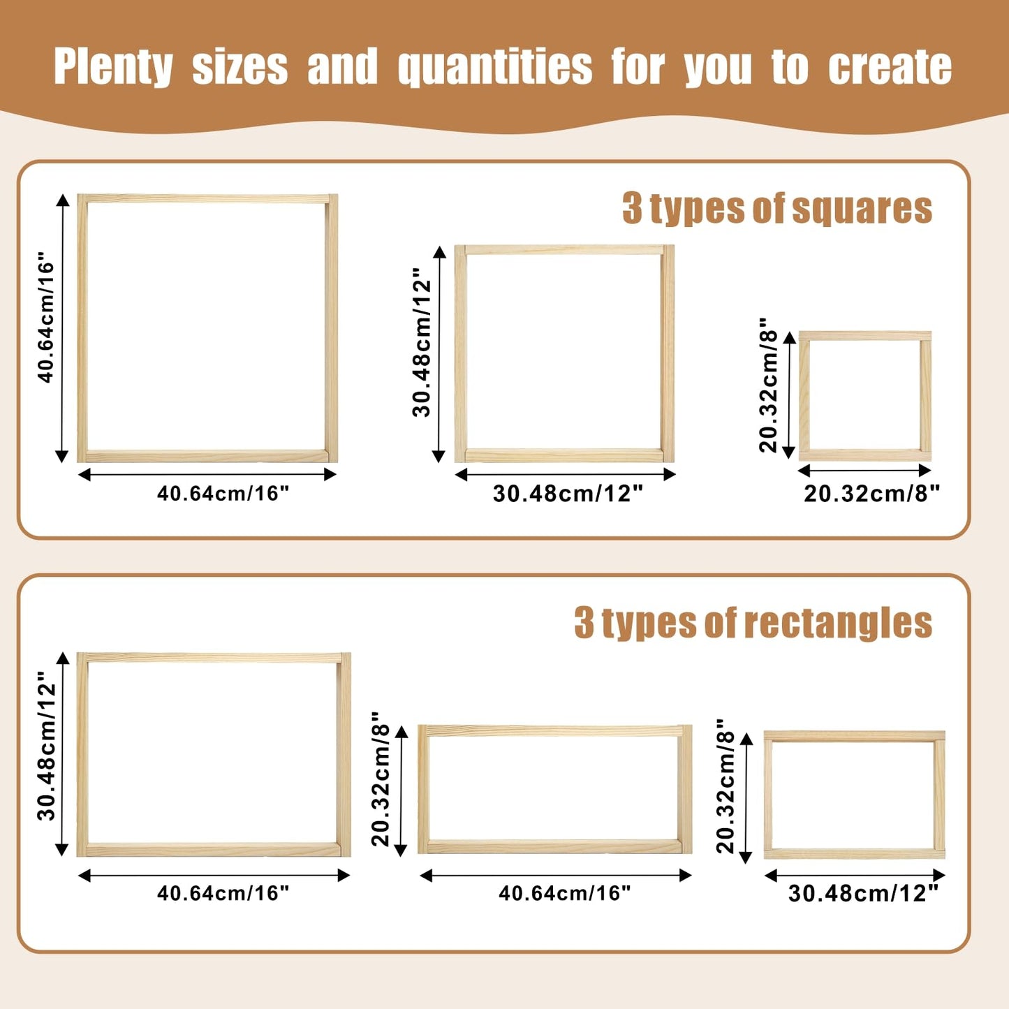 6 Sets Stretcher Bars for Needlework with 100 Tacks for Women's Birthday Gifts,3 Sizes(8,12,16 Inch) 12pcs Wooden Canvas Splicing Stretcher Bars Needlepoint Embroidery Stitch Frame Set for Crafts Art