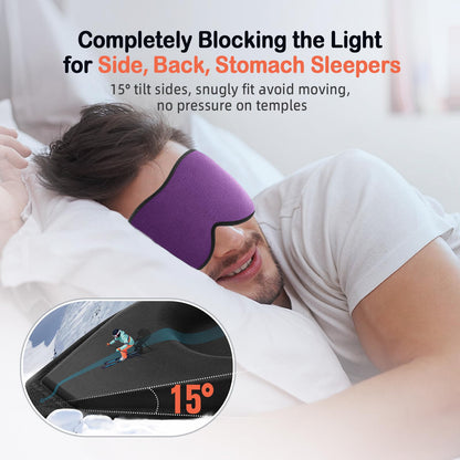 LitBear Sleep Mask for Side Sleeper Women Men, Eye Mask for Sleeping Light Blocking, 3D Contoured Cup Sleeping Mask, Soft Breathable Sleep Eye Mask with Adjustable Elastic Strap for Travel
