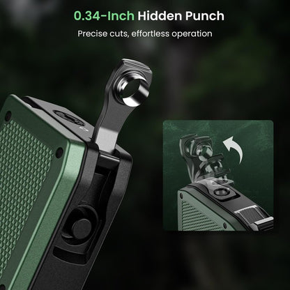 All-in-One Torch Lighters with Straight Cutter, Punch, Holder, Windproof Dual Jet Flame Torch Lighter, Refillable Butane Torch Lighters with Gift Box for Men, Multi-function Accessories for Men Luxury