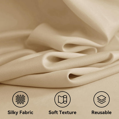 Htper 10 Panels 5x20ft Beige Ceiling Drapes for Wedding Parties, Wrinkle Free Thick Polyester 20ft Extra Long Wedding Draping Beige Ceiling Curtains Arch Drapery for Birthday Party Canopy Tent Decor