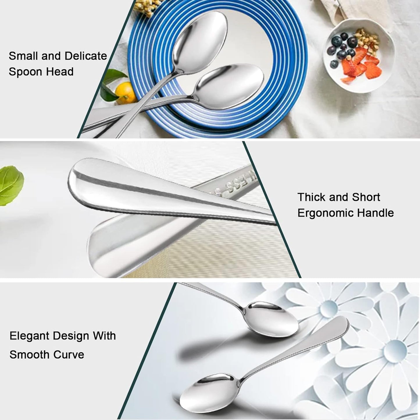 SONGZIMING Demitasse Espresso Spoons, Mini Coffee Spoon, 18/10 Stainless Steel Small Spoons for Dessert, Set of 8