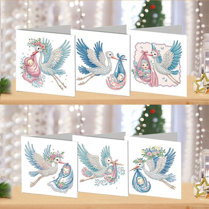 DDGYP 6 Packs Diamond Art Painting Greeting Cards, 5D DIY Diamond Art Cards with Envelopes, Adult DIY Diamond Art Kits, Handmade Greeting Card Set for New Family Celebrations & Gift Giving