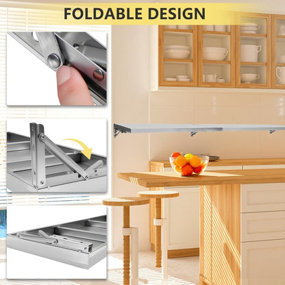 Noliven Folding Concession Shelf 72" x 12", Stainless Steel Drop Down Concession Shelf, Serving Food Shelf Stand Serving for Concession Windows, Restaurant