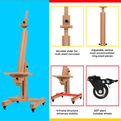 MEEDEN Large Art Easel for Painting: Solid Beech Wood Heavy Duty Artist Easel for Adults Beginner Painters - Professional Painting Easel with Tilts Flat can Holds Canvas Art Up to 71" for Art Studio