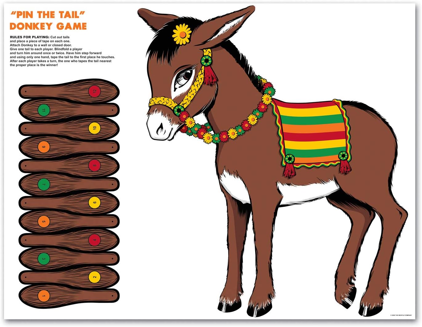 12 (1 count) (1/Pkg) Donkey Game (mask & tails included) Party Accessory