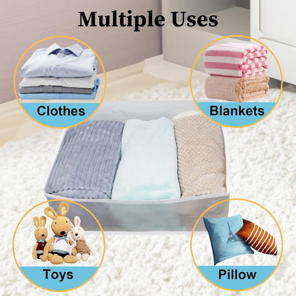 Set of 6 Large Clear Clothes Storage Bags, Thicken Organizer Bins for Blankets, Sheets, Quilts, and Folded Clothes