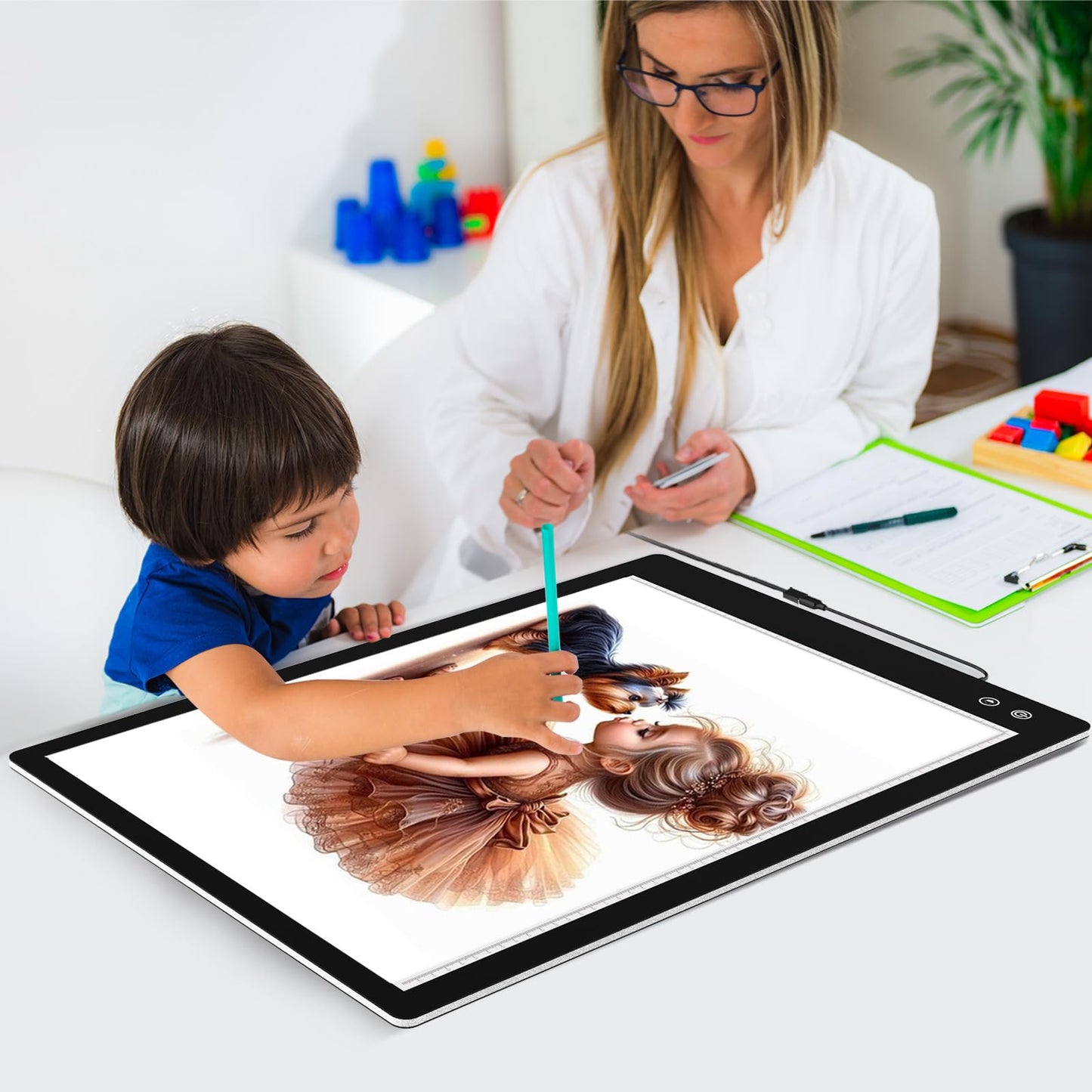 PICOVISTA A2 Light Pad for Diamond Painting, LED Tracing Light Box with 3 Color Modes and Adjustable Brightness Battery Powered Light Board for Weeding Vinyl, Drawing, Sketching, Artists, Tatoo