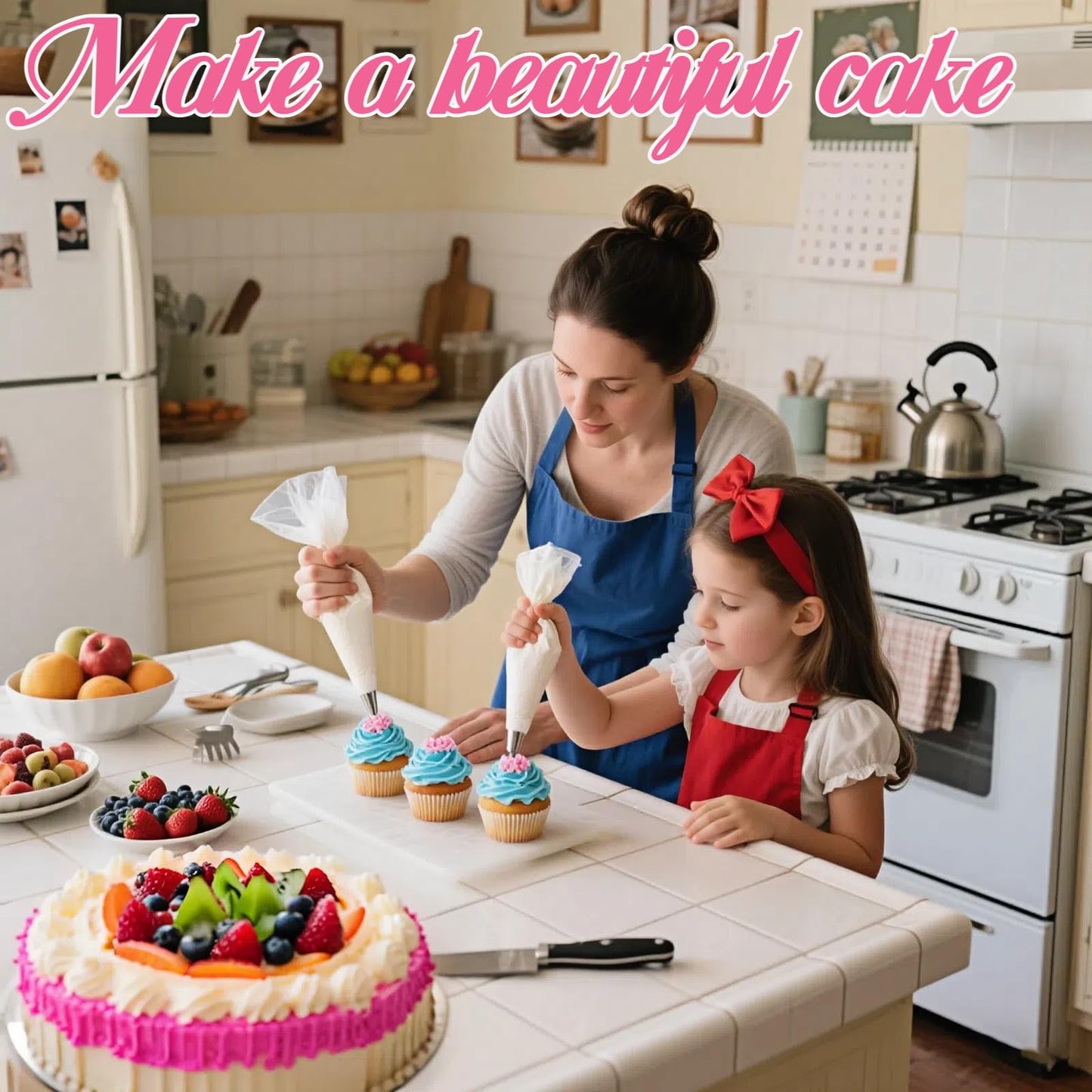 USHYIMJT Reusable Piping Bags and Tips Set - 16inch Pastry Bags for Cake Decorating, Cupcakes, Cookies | Durable Cotton Exterior, Easy to Clean, Eco-Friendly Baking Kit for Home Bakers & Chefs
