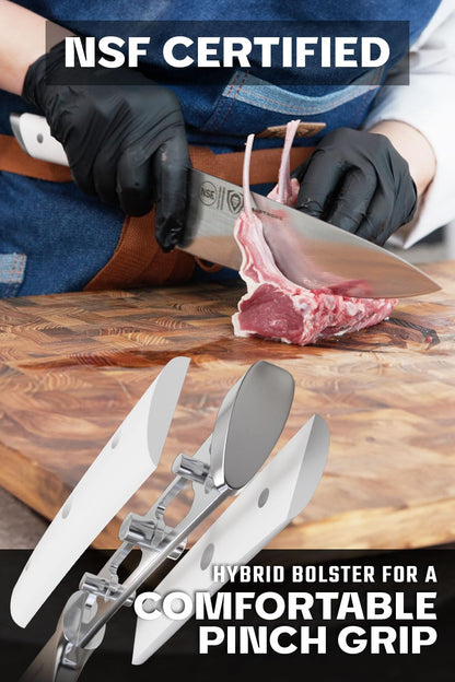 Dalstrong Knife Set Block - 8 Piece - Gladiator Series - German High Carbon Steel Kitchen Set - Premium Food-Grade White ABS Polymer Handles - NSF Certified