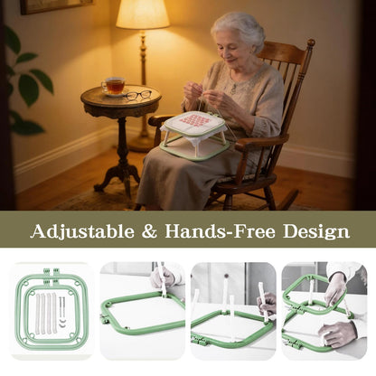 Multi-Functional Double Embroidery Stand, Portable Embroidery Stand for Cross Stitch, Needlework & Quilting, Suitable for Tabletop or Lap Use, Green