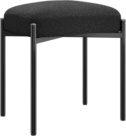 14.57" D11.42" W18.11" UHBD034B YMYNY Vanity Stool, Footrest, Square Ottoman Bench with Metal Legs, Makeup Dressing