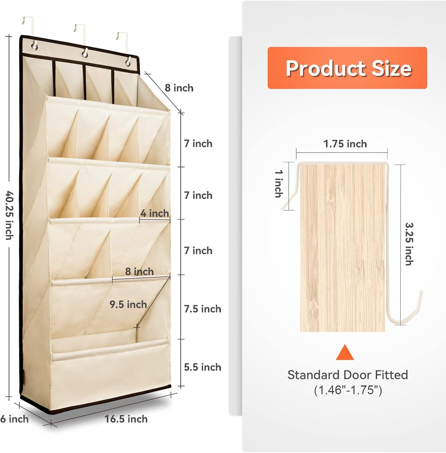 1 Pack Closet 18 FENTEC Over the Door Shoe Organizers, Hanging Shoe Organizer with Large Deep Pocket Shoe Holder