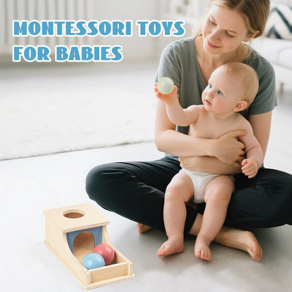 Busy edition Montessori Toys for Babies 6-12 Months, Wooden Object Permanence Box, 9 Month Old Baby Toys, Preschool Developmental Toy for Infant, Toddler Ball Drop Toy Girl Boy Gift