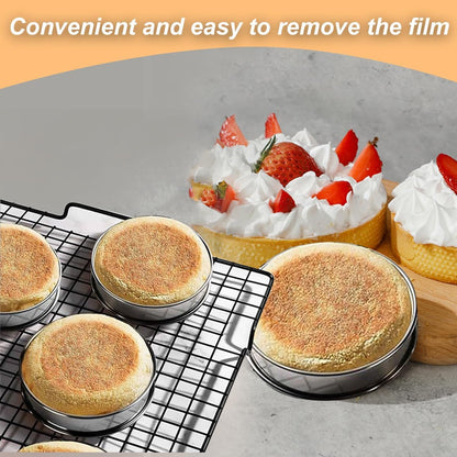12PCS Double Rolled Stainless Steel English Muffin Rings, 4 + 3.15 Inch Round Metal Cooking Pastry Ring Molds